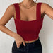 Camisole Wide Shoulder Strap Sleeveless Outerwear Top Sexy Slim Fit Sexy Back-Burgundy-Fancey Boutique