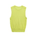 Women Clothing Summer Striped Basic Round Neck Sleeveless Knitted Top-fluorescent green-Fancey Boutique