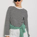 Striped Sweater Autumn Trendy Thread Contrast Color round Neck Knitted Striped Sweater-Black-Fancey Boutique