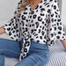 Color-White-Spring Summer Casual Leopard Print Self Tie Chiffon Shirt Top Women Clothing-Fancey Boutique