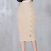 Color-Apricot-Autumn Winter Tight Waist Slimming Skirt Seam Buckle Midi Slim Fit Bandage Wild Hip Skirt-Fancey Boutique