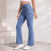 Fashionable Modern Pocket Women Slightly Flared Denim Trousers Summer Retro Casual Slimming-Fancey Boutique