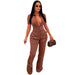 Sexy Summer Zipper Workwear with Pocket Jumpsuit-Brown-Fancey Boutique