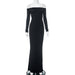 Color-Black-Women Clothing Autumn Winter off Shoulder Sleeveless Backless Long Sleeves Sexy Dress-Fancey Boutique