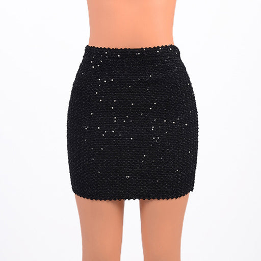 Color-Black-Autumn Sequined Trendy All Match Sexy Party Sheath Skirt Women-Fancey Boutique