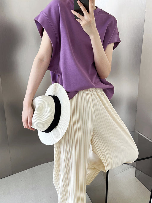 Profile Right Angle Shoulder Short Sleeved T Shirt Women Summer Loose Design Batwing Sleeve T Shirt Top-Purple-Fancey Boutique