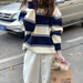 Loose Contrast Color Striped Pullover Women Autumn Winter Lazy Wind Retro Outerwear Sweater Thick-Fancey Boutique