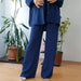 Women Clothing Solid Color Loose Top Casual Wide Leg Pants Women Two Piece Suit-Blue-Fancey Boutique
