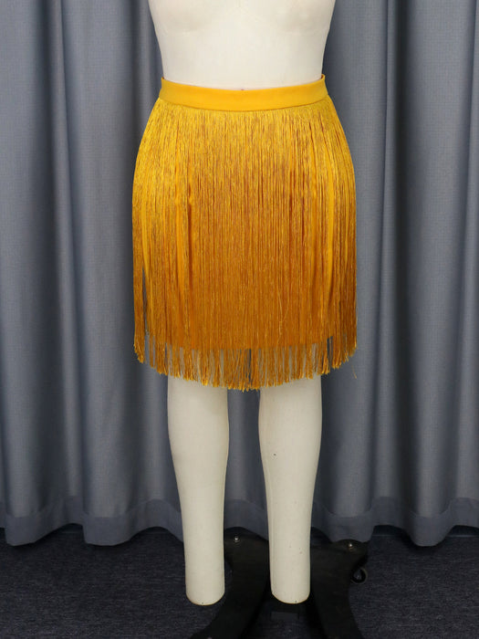 Spring Summer Sexy Tassel Hip Skirt Office Cocktail All Match Skirt Elegant Skirt-Gold-Fancey Boutique