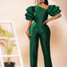 Color-Green-Summer Sexy Oblique Shoulder Oversleeves High Waist Slim Fit Bodysuit Banquet Party Party-Fancey Boutique