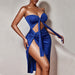 Color-Summer Wrapped Chest Tied Dress Sexy Hollow Out Cutout Women Clothing Side Slit Dress-Fancey Boutique