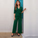 Summer Women Mid Sleeve Solid Color Long Jumpsuit for Women-blackish green-Fancey Boutique