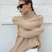 Patchwork Turtleneck Sweater Women Autumn Winter Casual Loose Idle Thickened Sweaters Pullover-Khaki-Fancey Boutique