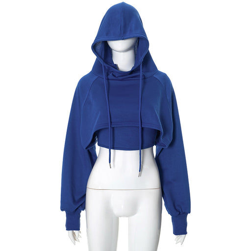 Women Wear Thick Drawstring Solid Color Hoodie with Drawstrings Sweater Long Sleeve Vest Two Piece Set-Blue-Fancey Boutique