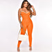 Color-Orange-Sports Women Wear Multi Color Edge Sexy Suspender Trousers Jumpsuit Summer-Fancey Boutique