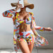 Color-Pattern 17-Swimsuit Women Split Three Piece Suit High Waist Long Sleeves Blouse Internet Celebrity Drawstring Suit-Fancey Boutique