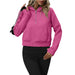 Color-Coral Red-Ladies Half Zip Pullover Sweatshirt Short Chic Sweatshirt-Fancey Boutique