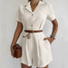 French Cotton Linen Suit Collar High Waist Casual Jumpsuit Women Clothing-Fancey Boutique