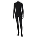 Color-Black-Women Clothing Autumn Street Shooting Slim Fit Figure Flattering Back Long-Sleeve Zipper Jumpsuit-Fancey Boutique