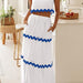 Women Clothing Lace Collage Sleeveless Short Vest High Waist Long Skirt Set-White and Blue Lace-Fancey Boutique