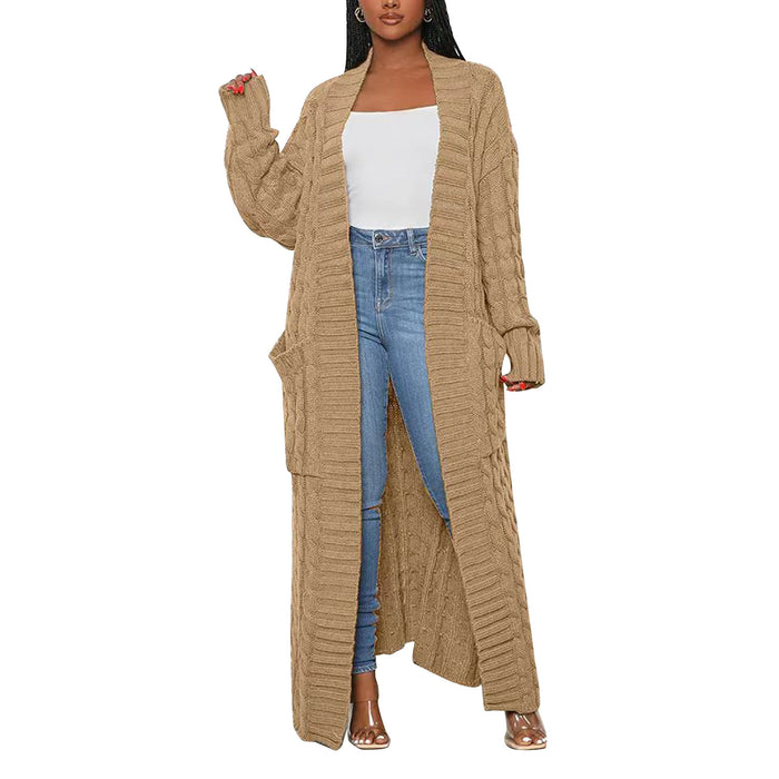 Color-Khaki-Autumn Winter Women Clothing Sexy Casual Long Sleeve Long Sweater Coat-Fancey Boutique