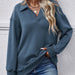 Color-Steel Blue-Women Clothing Autumn Winter Winter Polo Collar Long Sleeve Loose Fitting Fleece Pullover Women-Fancey Boutique