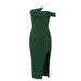 Color-blackish green-Bandage Dress Simple Sexy Oblique Shoulder Pearl Suspender Irregular Asymmetric Backless Slim Fit Side Slit Jumpsuit-Fancey Boutique
