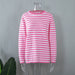 Round Neck Knitted Striped Sweater Autumn Winter Wild Classic Retro Striped Pullover Sweater for Women-Pink-Fancey Boutique