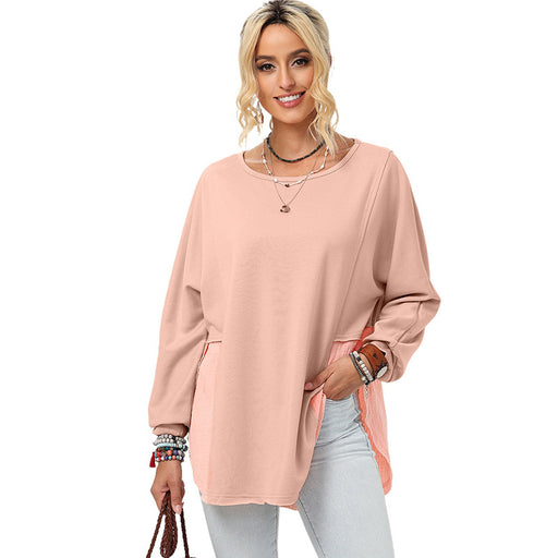 Color-Orange-Fall Solid Color Loose Sweater Women Casual Frayed Asymmetric Long Sleeved Top for Women-Fancey Boutique
