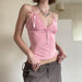 Color-Sexy Lace Lace Lace Bow V neck Slim Fit Pink Camisole Winter-Fancey Boutique