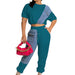 Color-Turquoise-Denim Casual Set Denim Combination Casual Sports Set-Fancey Boutique