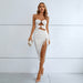 Color-White-Sexy Tube Top Dress Cocktail Party Drawstring Split Bandage Dress-Fancey Boutique