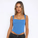 Sexy Girdle Square Collar Top Women Summer Sexy Fried Street Easy Matching Sling-Blue-Fancey Boutique