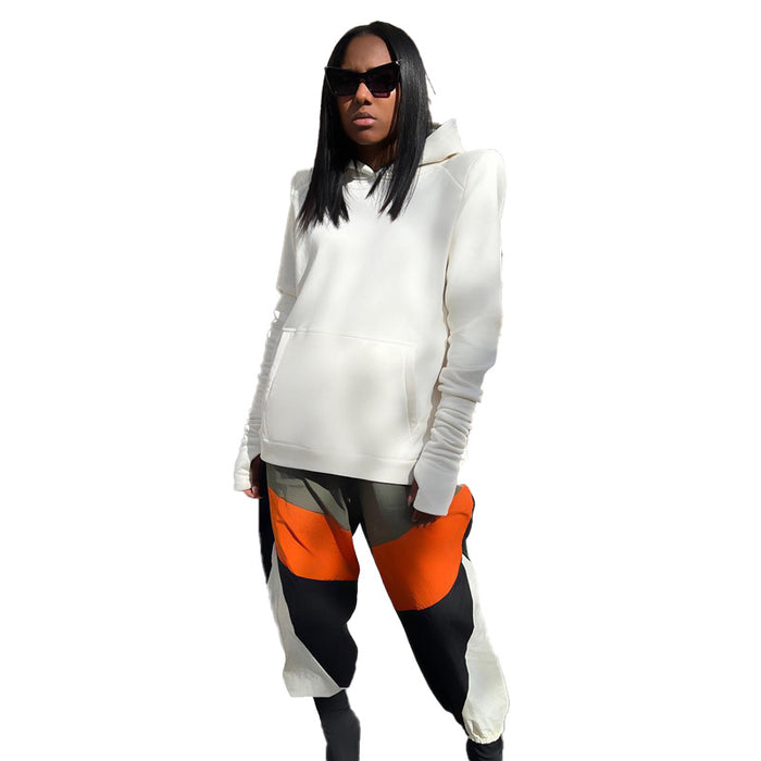 Color-White-Women Clothing Winter Casual Wild Solid Color Simple Hooded Sweatshirts-Fancey Boutique