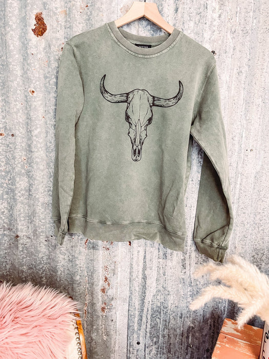 Color-Green-Ladies Cotton Cow Head Glue Printing Pullover Sweater-Fancey Boutique