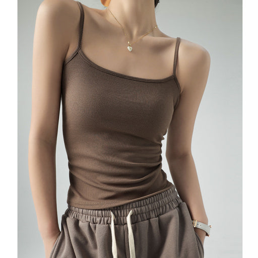 Color-Best Seller on Douyin Base Tank Top Small Slip Top Women Suit Inner Cover Supernumerary Breast Thread Spring, Autumn Summer Can Be Outerwear Top-Fancey Boutique