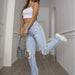 Spring Summer Holes Waist Slimming Denim Micro Pull Straight All Match Denim Trousers Women-Fancey Boutique