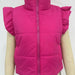 Women Clothing Winter Slim Sleeveless Stand-up Collar Thermal Waistcoat Cotton Padded Coat-Coral Red-Fancey Boutique