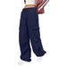 Color-Navy Blue-Women Clothing Solid Color Nylon Multi Pocket Loose Cargo Pants-Fancey Boutique