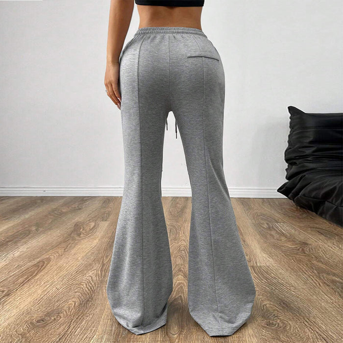 Simple Office Casual Pants Autumn Winter Drawstring Elastic Waist Slim Wide Leg Pants-Fancey Boutique