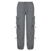 Color-Gray-Autumn Women Pants Street Low Waist Straight Multi Pocket Cargo Pants-Fancey Boutique