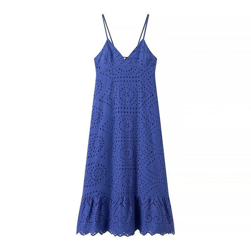 Color-Blue-Winter Women Clothing Casual Lace Embroidered Dress-Fancey Boutique