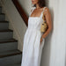 Spring Summer White Cami Dress Women Casual Fold Split A line Long Dress-Fancey Boutique