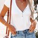 Summer Women V neck Shrimp Skin T shirt Short Sleeve-White-Fancey Boutique