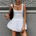 Women Clothing Summer Solid Color Stitching Vest Dress-White-Fancey Boutique