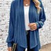 Color-Navy Blue-Women Clothing Temu Autumn Winter Long Sleeve Solid Color Loose Cardigan Coat-Fancey Boutique