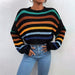 Autumn Winter Women Sweater Pullover round Neck Classic Striped Sweater Loose Casual Top Women-Fancey Boutique