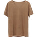 V neck Short Sleeved T shirt Summer Simple Cotton Linen Loose Solid Color Bottoming Slimming Outerwear T shirt Top Women Clothing-Brown-Fancey Boutique