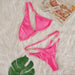 Color-Dark Pink-Sexy Bikini Crystal Diamond Striped Strap Split Women Swimsuit-Fancey Boutique