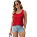 Popular Satin Sleeveless Shirt Women round Neck Satin Vest-Tank Top-Red-Fancey Boutique